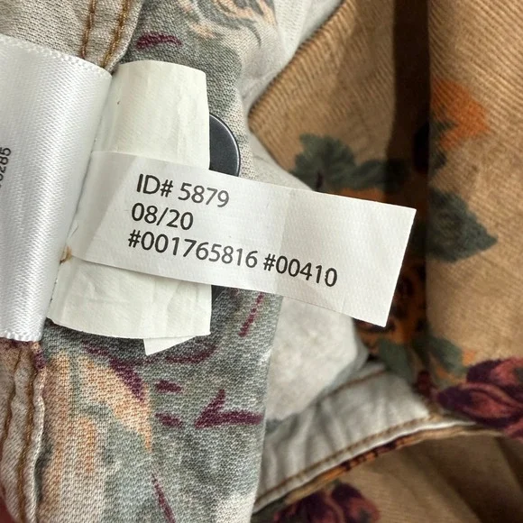 Express Button Down Shirt Womens Corduroy Floral Rose Tan Burgundy Green Medium - Picture 10 of 12